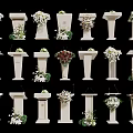 Elegant White Podiums With Various Floral Decorations And Greenery Accents