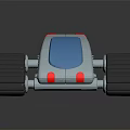 White And Blue Toy Car With Tracked Wheels Red Lights And Smooth Exterior