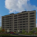Modern Multi Storey Residential Building With Glass Windows And Greenery Surroundings