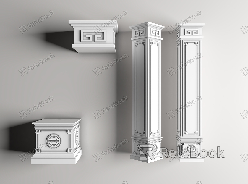 Chinese Roman Column Gypsum Engraved Column Gypsum Component Building Component Stigma Head Engraved Column model