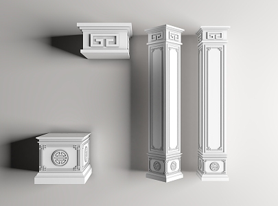 Chinese Roman Column Gypsum Engraved Column Gypsum Component Building Component Stigma Head Engraved Column 3d model