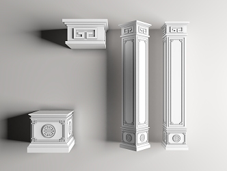 Chinese Roman Column Gypsum Engraved Column Gypsum Component Building Component Stigma Head Engraved Column 3d model