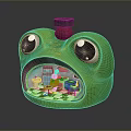 Green Frog Shaped Miniature Scenery With Interior Toilet Table Red Ball And Checkered Floor