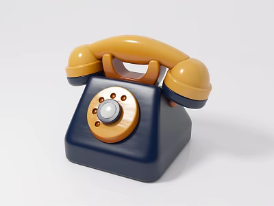 Vintage Telephone With Yellow Handset Blue Body And Dial Buttons Design 3d model