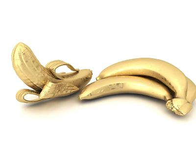 Golden Banana Decorative Ornament Set with Peeled and Unpeeled Designs for Home Decor 3d model