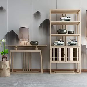 Nordic Antique Shelf Decorative Cabinet 3d model
