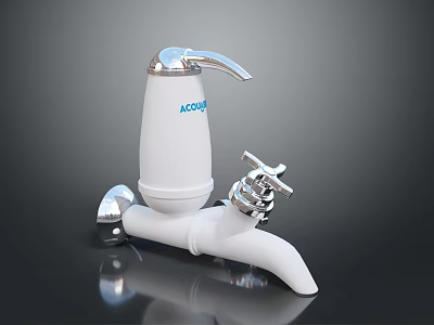 ACORDE Water Faucet Filter With White Body And Silver Handle For Household Living 3d model