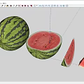 Fresh Ripe Watermelon With Red Flesh And Black Seeds Whole And Sliced