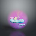 Cute Decorative Living Accessory With Pink Sphere Cloud Star Hearts And Unicorn