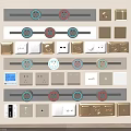 Modern Multifunctional Switch Panels With Different Colors Designs And Socket Types On 3d model