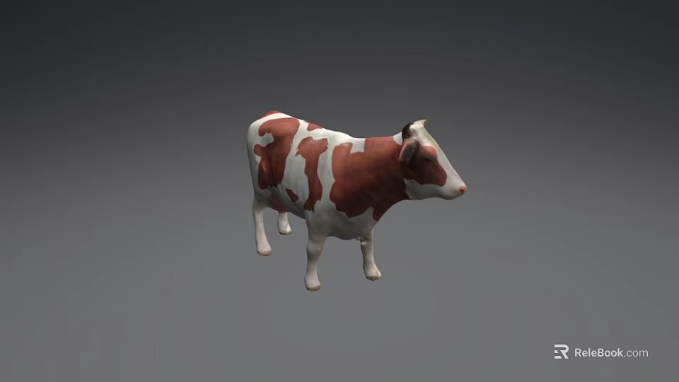 Game Movie Character Brown And White Cow 3D Model Design Look 3d model 
