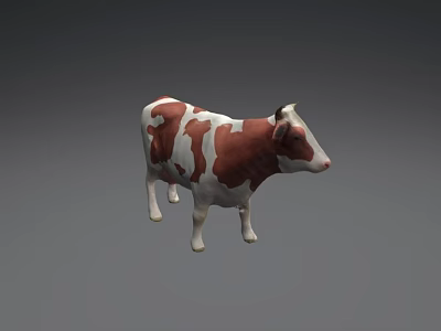 Game Movie Character Brown And White Cow 3D Model Design Look 3d model