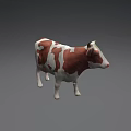 Game Movie Character Brown And White Cow 3D Model Design Look