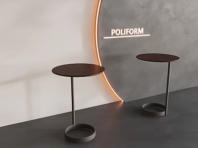 Modern POLIFORM Side Tables With Round Tops And Metal Frames In Minimalist Space 3d model