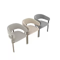 Modern Dining Chairs with Curved Backrest Beige Green Brown Upholstery and Black Metal Legs