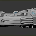 Futuristic Metallic Tech Structure With Blue Neon Illumination And Sleek Silver Design