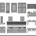 Stainless Steel Commercial Kitchen Equipment With Refrigerators Ovens Dishwashers Shelves Stovetops And Sinks