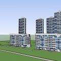 Modern Residential Complex With Tall And Low Rise Buildings And Green Areas
