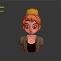 Game Movie Character With Blonde Bun Blue Eyes Green Jacket And Black Top