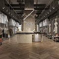 Stylish Clothing Store Interior With Hanging Dresses Display Racks Lights And Chevron Flooring