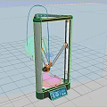 3D Printer Office Appliance With Black Frame Yellow Filament Green Platform And Digital