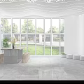 Modern School Lobby Interior With Crystal Chandelier Wall Decorations Marble Floor Seating Area And Plants