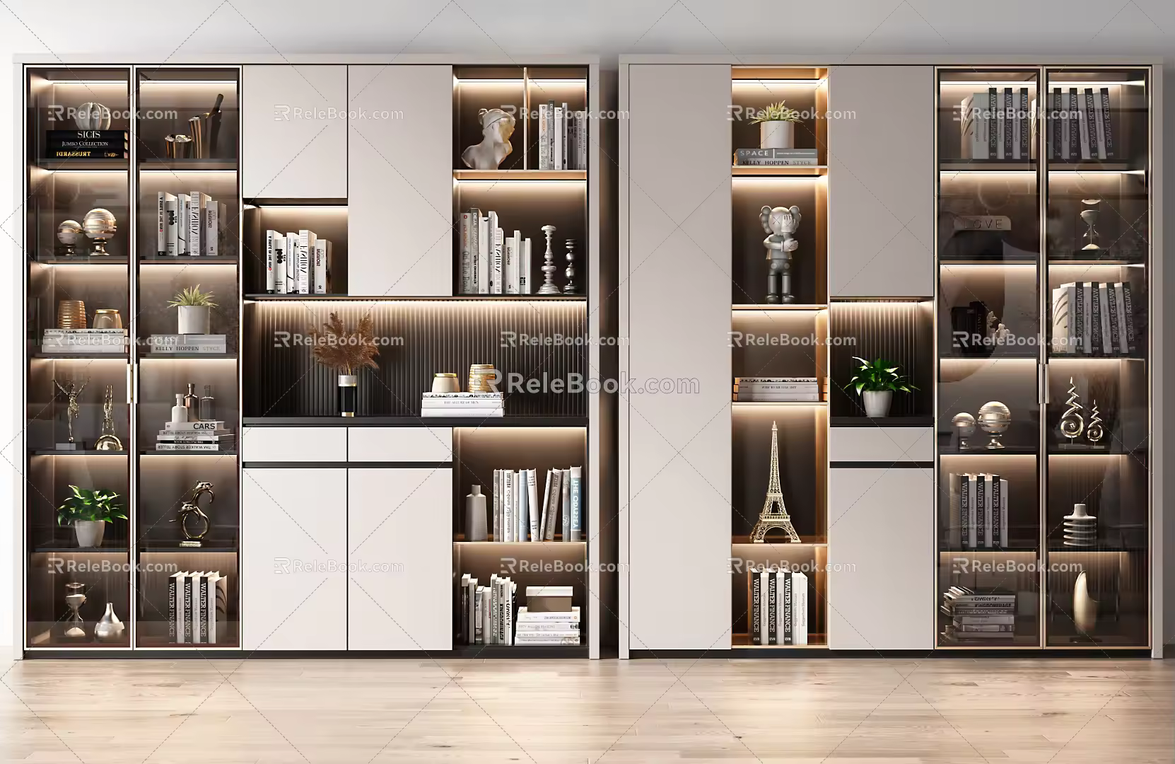 Modern bookcase combination 3d model