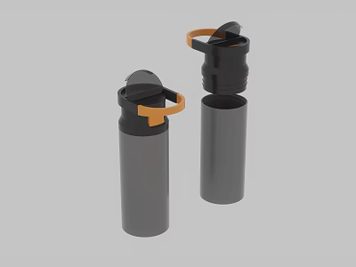 Two Black Cups With Orange Handles And Secure Lids For Daily Use 3d model