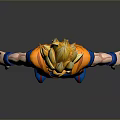 Dragon Ball Character Goku With Spiky Yellow Hair Orange Uniform Blue Wristbands And Boots