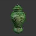 Artistic Traditional Decorative Vase With Lid Handles And Intricate Bird Leaf Patterns