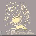 Creative Neon Light Combination Featuring Astronaut Rocket Stars Planets And Good Luck Text 3d model