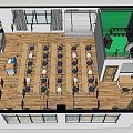 School Classroom Interior With Arranged Tables Chairs And Large Windows Design