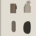 Wooden and Concrete Textured Wall Lamps Mounted on Light Colored Wall with Warm Glow