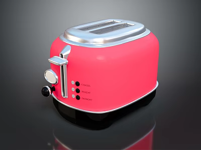 Pink Toaster Electric Kitchen Appliance With Stainless Steel Top And Control Knobs 3d model