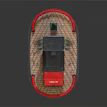 Detailed Gas Station Model With Fuel Pumps Red Blue Sections And Circular Platform