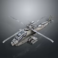 Military Modern Helicopter Aircraft With Rotor Blades And Weapon Mounts Design