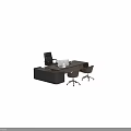 Modern Office Desk With Black Chair White Laptop And Light Brown Chairs