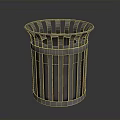 Architectural Modern Metal Waste Bin With Striped Cylindrical Design For Public Spaces