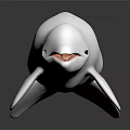 White Beluga Whale With Open Mouth Black Eyes Smooth Streamlined Body On Dark Reflective Background