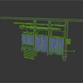 Industrial Mechanical Structure With Metal Frame Crossbeam Pipes And Ventilation Holes