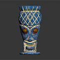 Blue Decorative Ornament Combination With Mesh Pattern Gold Trim And Red Eyes Figurine