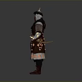 Medieval Warrior Armor 3D Model With Metal Pauldrons Leather Belt And Helmet