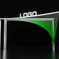 Event Entrance Gate with Illuminated LOGO White Frame and Green Mesh Design