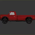 Red Pickup Truck 3D Model With Rugged Exterior And Black Wheels