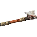 Rustic Weapon Axe Design With Wooden Handle Metal Blade And Rope Wrapping Detail