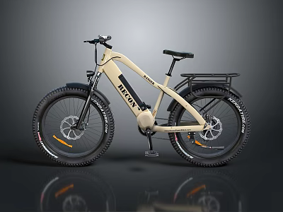 Beige BEROT Mountain Bicycle Stylish Design With Black Seat Frame And Large Wheels 3d model