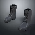 Gray Lace Up Waterproof Rain Boots For Daily Use In Rainy Weather