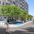 Community Garden Ornaments With Green Trees Seating Areas And Playground Facilities