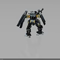 Giant Armored Mechanical Character With Weaponized Blades And Yellow Accent Details