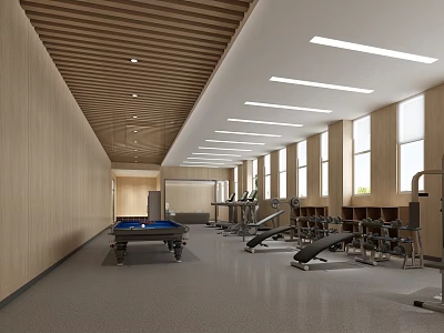Modern Fitness Gym Interior With Treadmills Dumbbells And Workout Equipment 3d model
